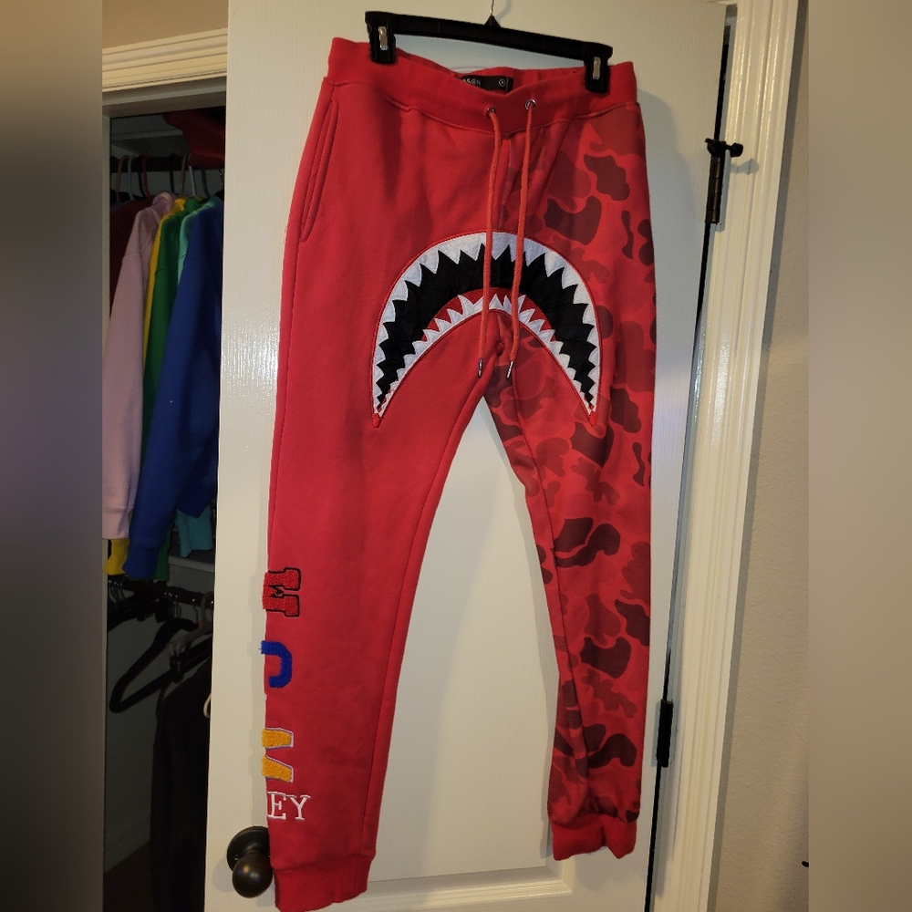 Hudson Outwear Red Camo Ape Joggers Pants Medium